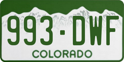CO license plate 993DWF