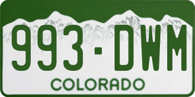 CO license plate 993DWM