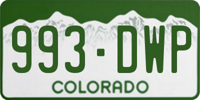 CO license plate 993DWP