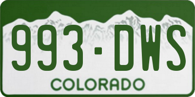 CO license plate 993DWS