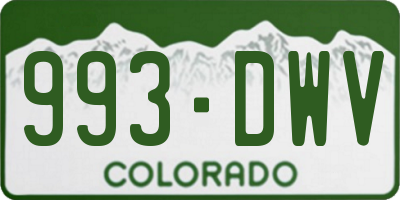 CO license plate 993DWV
