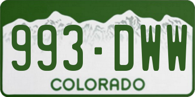 CO license plate 993DWW