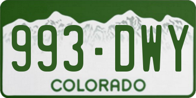 CO license plate 993DWY