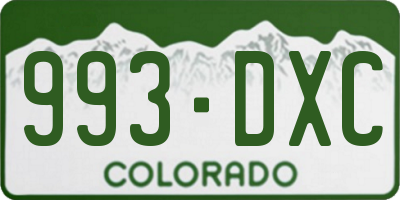CO license plate 993DXC