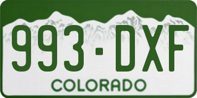 CO license plate 993DXF