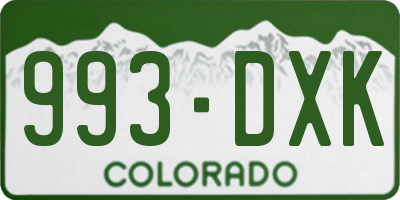 CO license plate 993DXK
