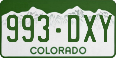 CO license plate 993DXY