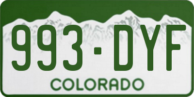 CO license plate 993DYF