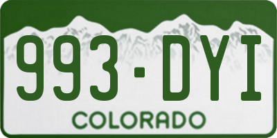 CO license plate 993DYI