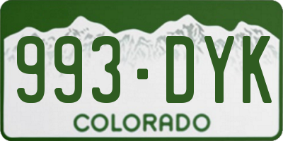 CO license plate 993DYK