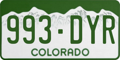 CO license plate 993DYR