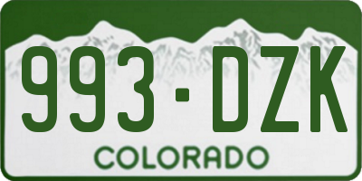 CO license plate 993DZK