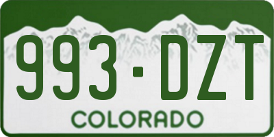 CO license plate 993DZT