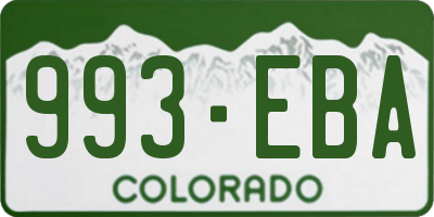 CO license plate 993EBA
