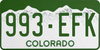 CO license plate 993EFK