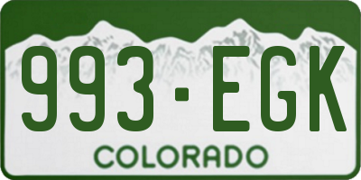 CO license plate 993EGK