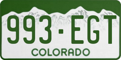 CO license plate 993EGT