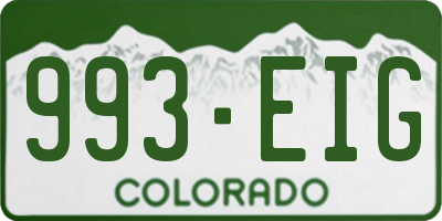 CO license plate 993EIG