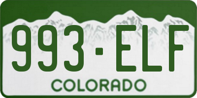 CO license plate 993ELF