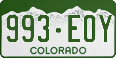 CO license plate 993EOY