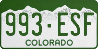 CO license plate 993ESF
