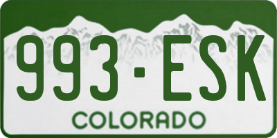 CO license plate 993ESK
