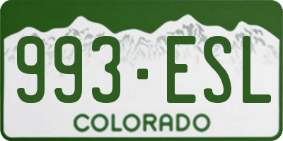 CO license plate 993ESL