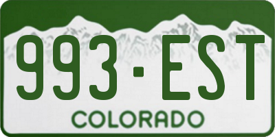 CO license plate 993EST