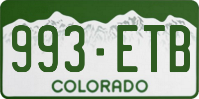 CO license plate 993ETB