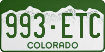 CO license plate 993ETC