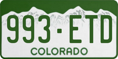 CO license plate 993ETD