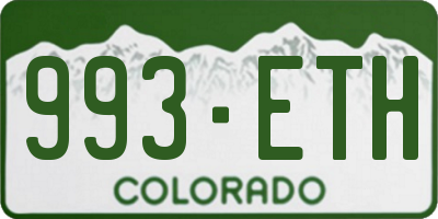 CO license plate 993ETH