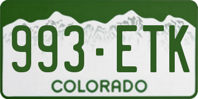 CO license plate 993ETK