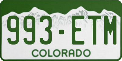 CO license plate 993ETM