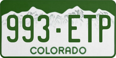 CO license plate 993ETP