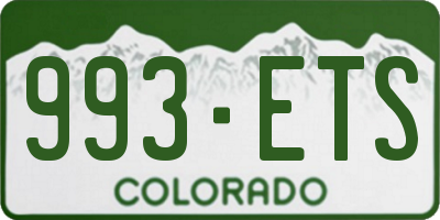 CO license plate 993ETS