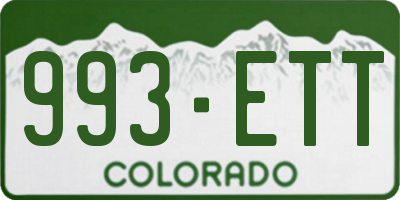 CO license plate 993ETT