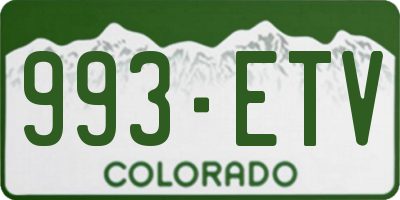CO license plate 993ETV