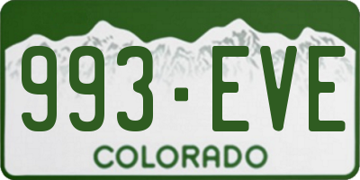 CO license plate 993EVE