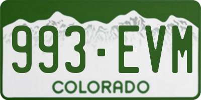 CO license plate 993EVM