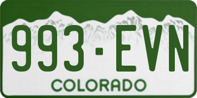 CO license plate 993EVN