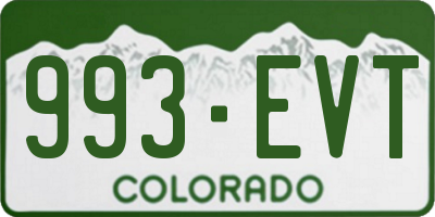 CO license plate 993EVT