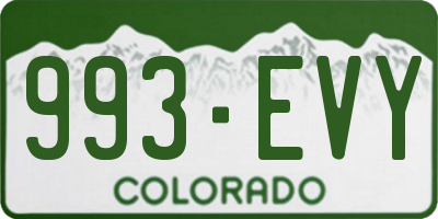 CO license plate 993EVY