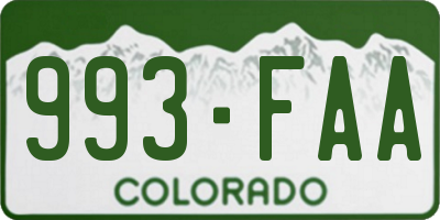 CO license plate 993FAA