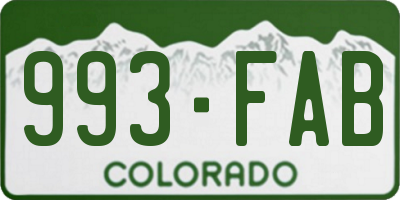 CO license plate 993FAB