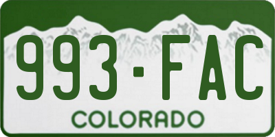 CO license plate 993FAC