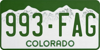 CO license plate 993FAG