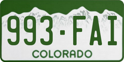 CO license plate 993FAI