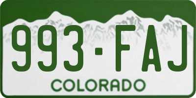CO license plate 993FAJ