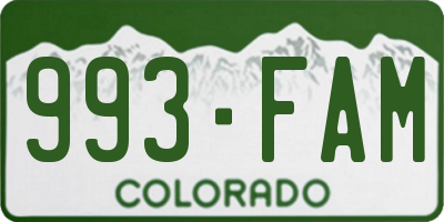 CO license plate 993FAM